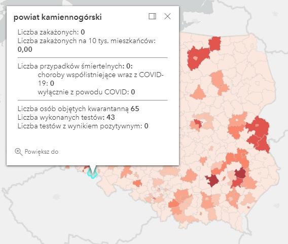 Koronawirus - statystyka - powiat kamiennogórski - 10.8.2021.