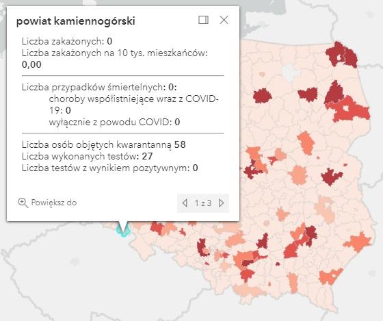 Koronawirus - statystyka - powiat kamiennogórski - 3.8.2021.