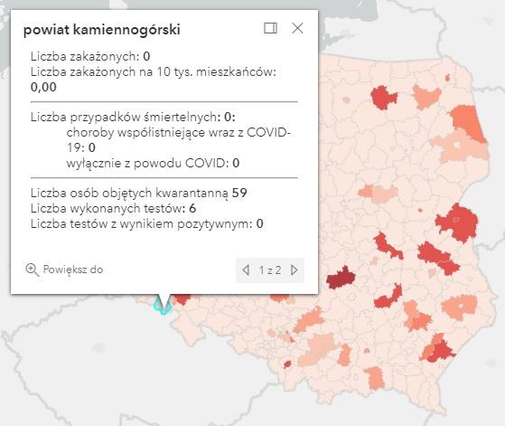 Koronawirus - statystyka - powiat kamiennogórski - 2.8.2021.