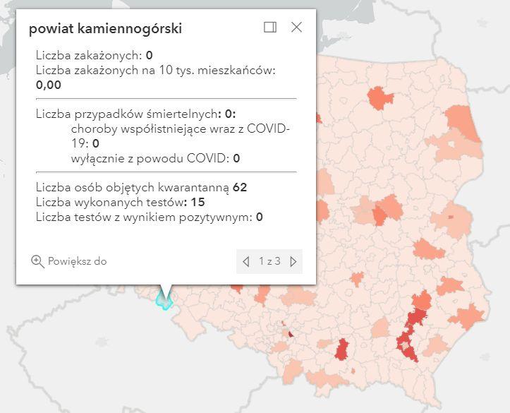 Koronawirus - statystyka - powiat kamiennogórski - 1.8.2021.
