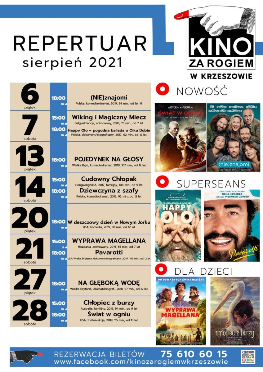 Kino za Rogiem zaprasza - sierpień 2021