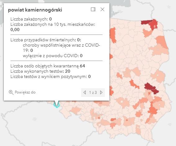 Koronawirus - statystyka - powiat kamiennogórski - 30.7.2021.