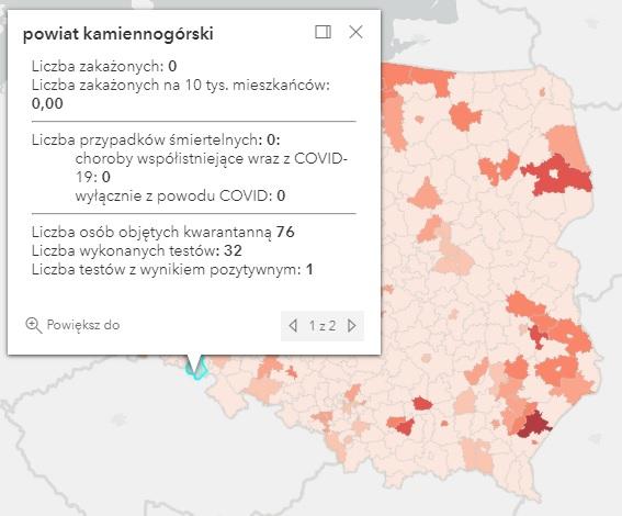 Koronawirus - statystyka - powiat kamiennogórski - 29.7.2021.