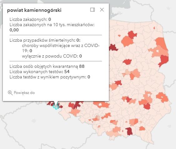 Koronawirus - statystyka - powiat kamiennogórski - 27.7.2021.