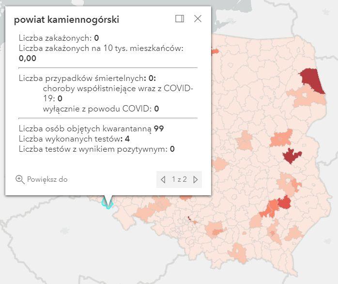 Koronawirus - statystyka - powiat kamiennogórski - 25.7.2021.