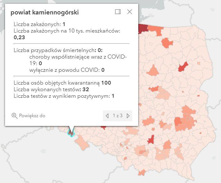Koronawirus - statystyka - powiat kamiennogórski - 24.7.2021.