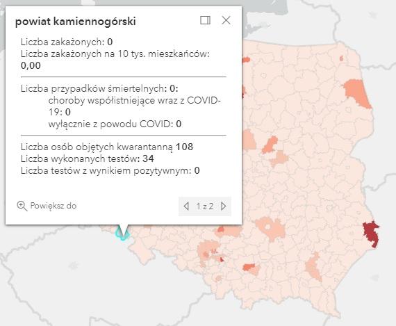 Koronawirus - statystyka - powiat kamiennogórski - 23.7.2021.