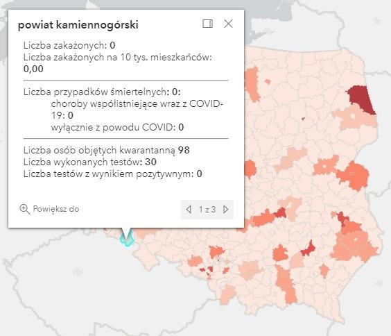 Koronawirus - statystyka - powiat kamiennogórski - 21.7.2021.