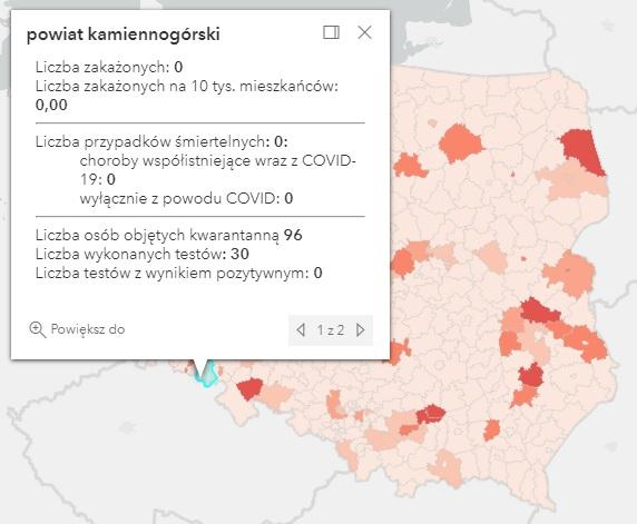 Koronawirus - statystyka - powiat kamiennogórski - 20.7.2021.