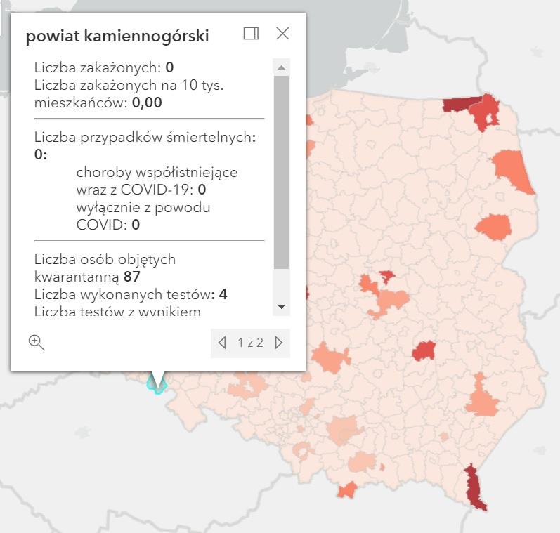 Koronawirus - statystyka - powiat kamiennogórski - 19.7.2021.