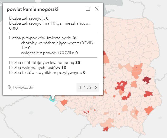 Koronawirus - statystyka - powiat kamiennogórski - 18.7.2021.