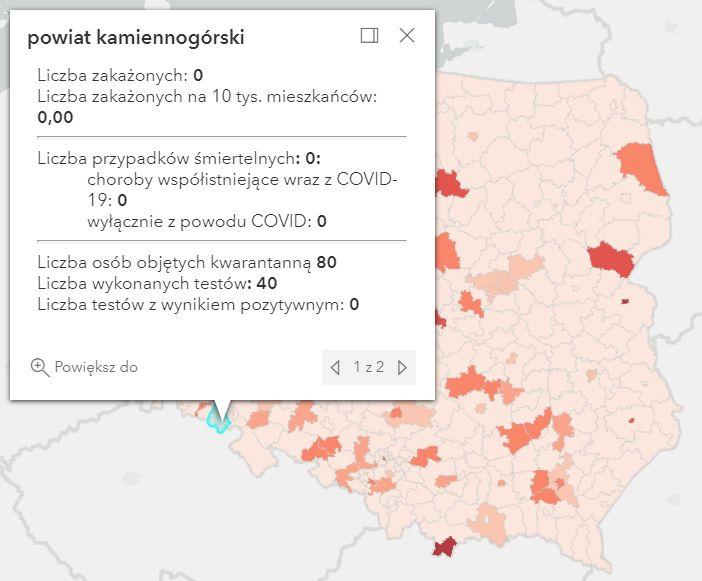 Koronawirus - statystyka - powiat kamiennogórski - 17.7.2021.