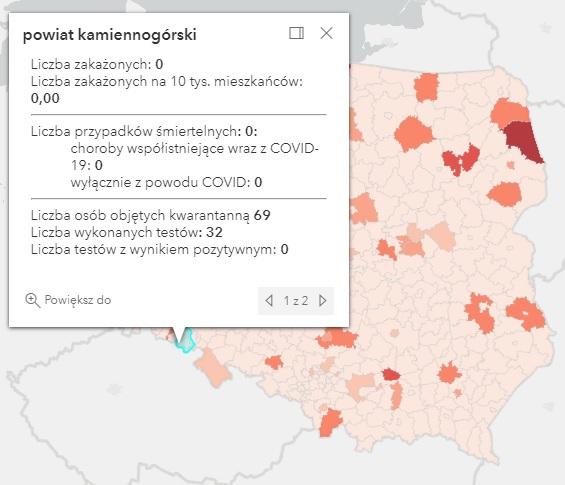 Koronawirus - statystyka - powiat kamiennogórski - 16.7.2021.