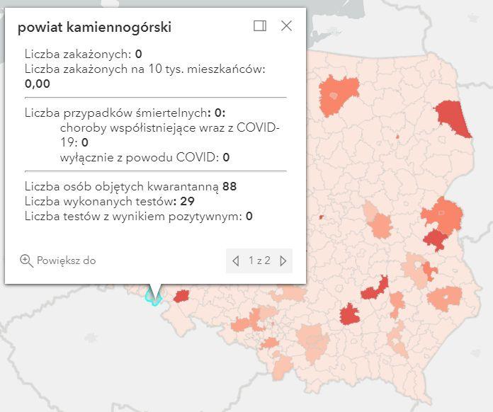 Koronawirus - statystyka - powiat kamiennogórski - 14.7.2021.