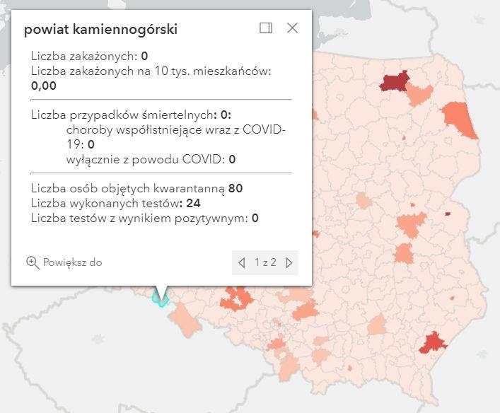 Koronawirus - statystyka - powiat kamiennogórski - 10.7.2021.