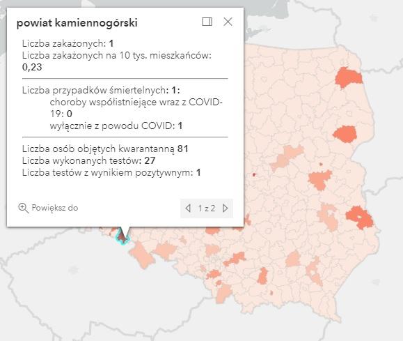 Koronawirus - statystyka - powiat kamiennogórski - 9.7.2021.