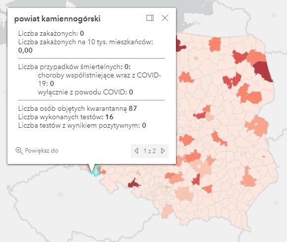 Koronawirus - statystyka - powiat kamiennogórski - 8.7.2021.