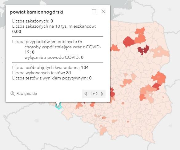 Koronawirus - statystyka - powiat kamiennogórski - 7.7.2021.
