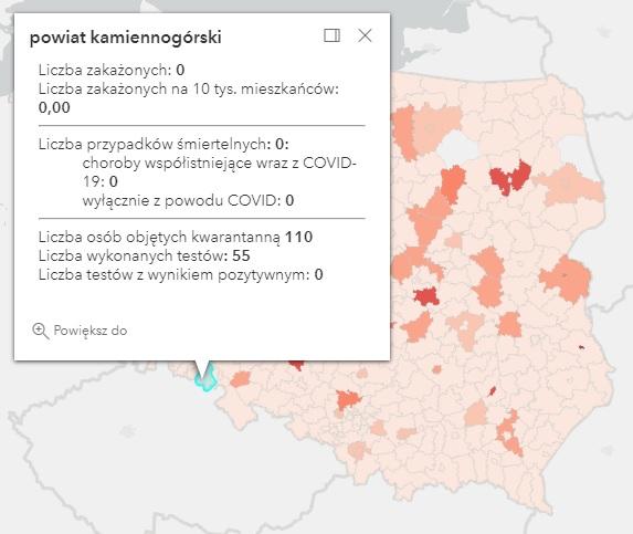 Koronawirus - statystyka - powiat kamiennogórski - 6.7.2021.