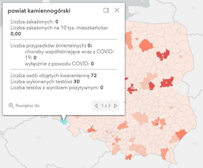 Koronawirus - statystyka - powiat kamiennogórski - 3.7.2021.