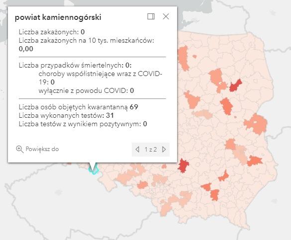 Koronawirus - statystyka - powiat kamiennogórski - 2.7.2021.