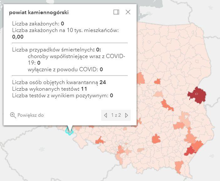 Koronawirus - statystyka - powiat kamiennogórski - 27.6.2021.