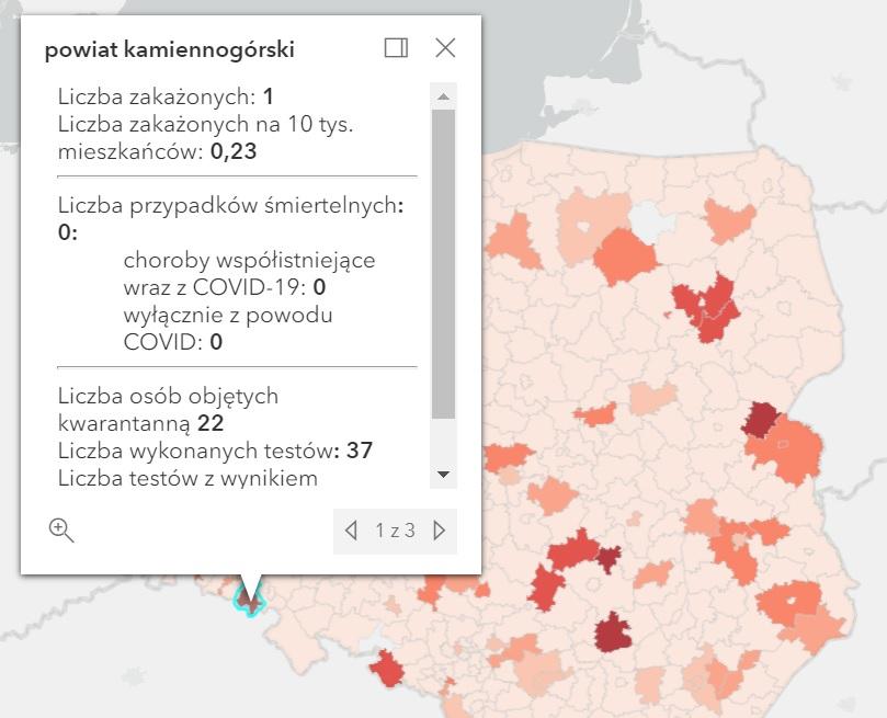 Koronawirus - statystyka - powiat kamiennogórski - 25.6.2021.
