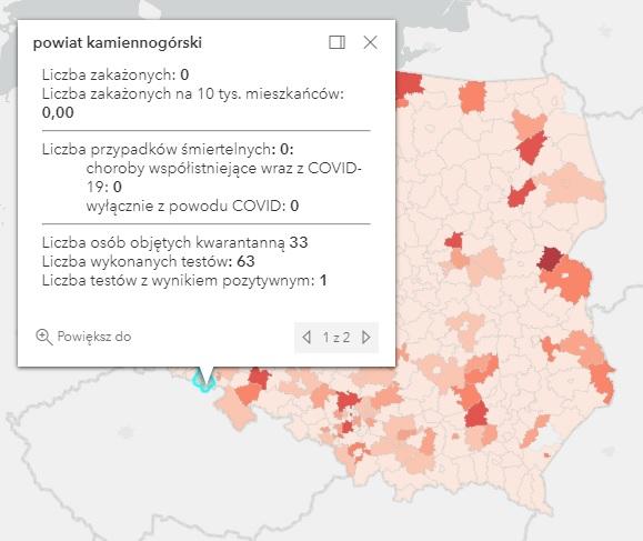 Koronawirus - statystyka - powiat kamiennogórski - 23.6.2021.