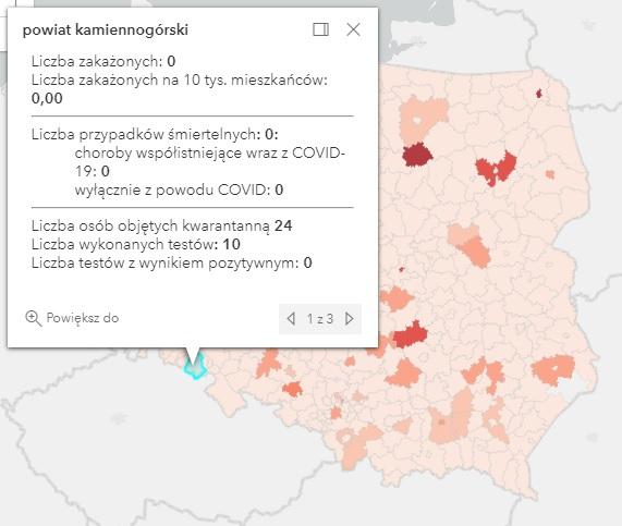 Koronawirus - statystyka - powiat kamiennogórski - 21.6.2021.