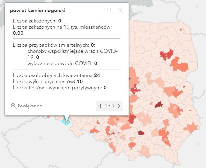 Koronawirus - statystyka - powiat kamiennogórski - 20.6.2021.