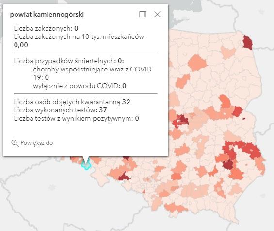 Koronawirus - statystyka - powiat kamiennogórski - 18.6.2021.