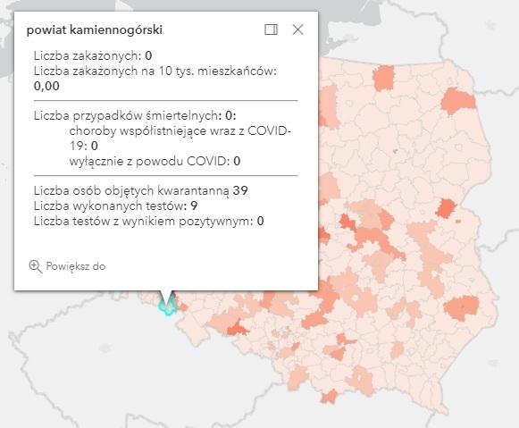 Koronawirus - statystyka - powiat kamiennogórski - 14.6.2021.