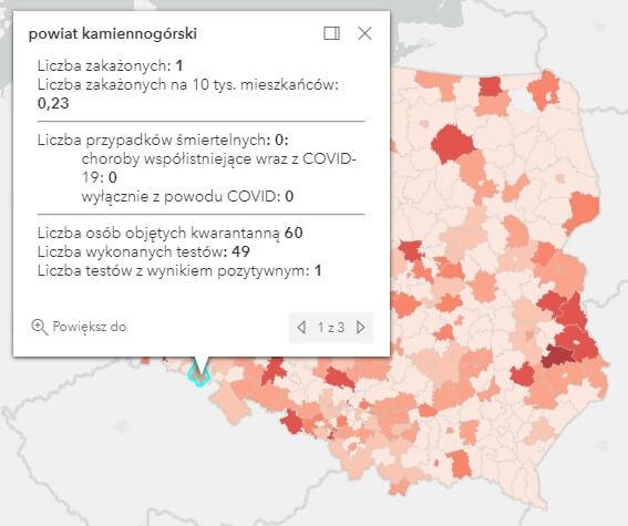 Koronawirus - statystyka - powiat kamiennogórski - 9.6.2021.