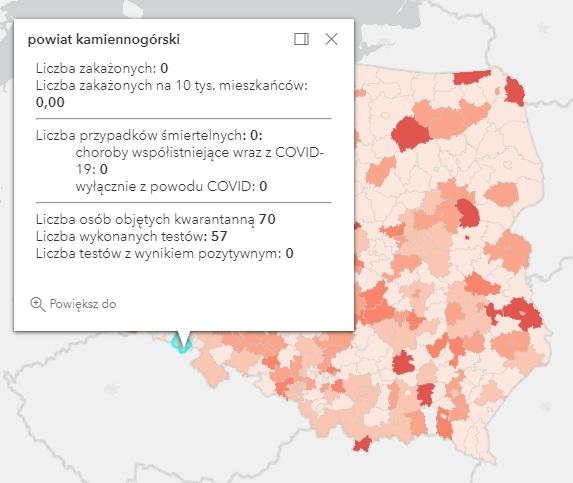 Koronawirus - statystyka - powiat kamiennogórski - 8.6.2021.