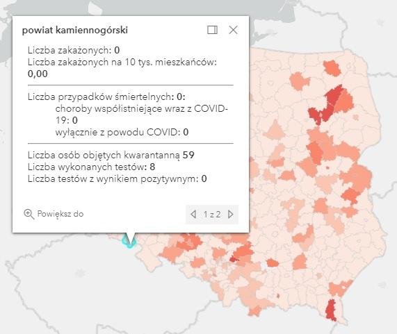 Koronawirus - statystyka - powiat kamiennogórski - 7.6.2021.
