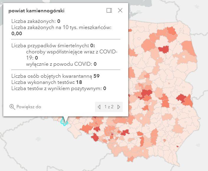 Koronawirus - statystyka - powiat kamiennogórski - 6.6.2021.