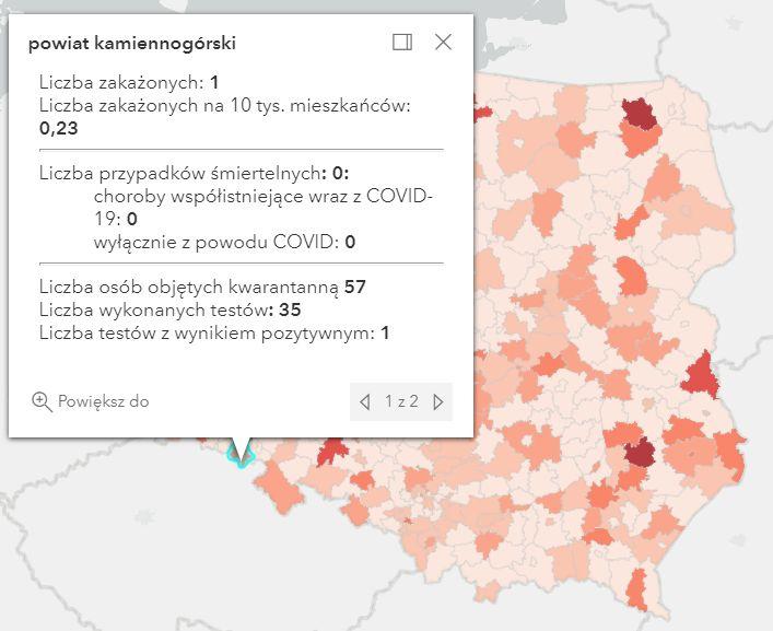 Koronawirus - statystyka - powiat kamiennogórski - 5.6.2021.