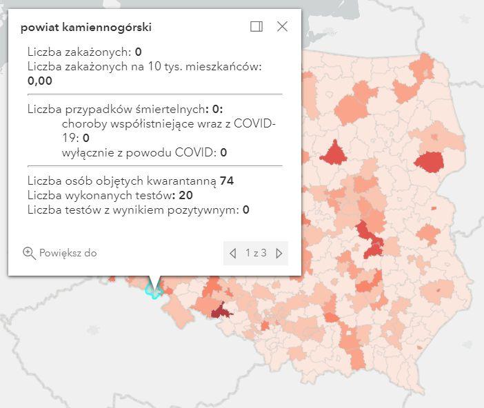 Koronawirus - statystyka - powiat kamiennogórski - 4.6.2021.