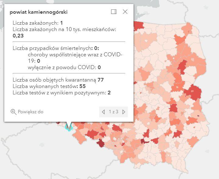 Koronawirus - statystyka - powiat kamiennogórski - 3.6.2021.