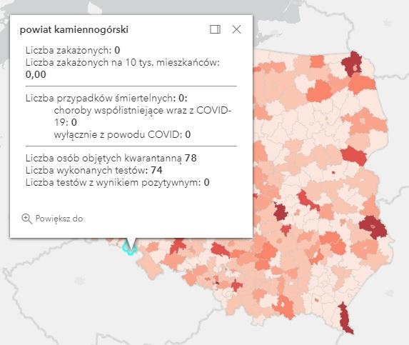 Koronawirus - statystyka - powiat kamiennogórski - 1.6.2021.