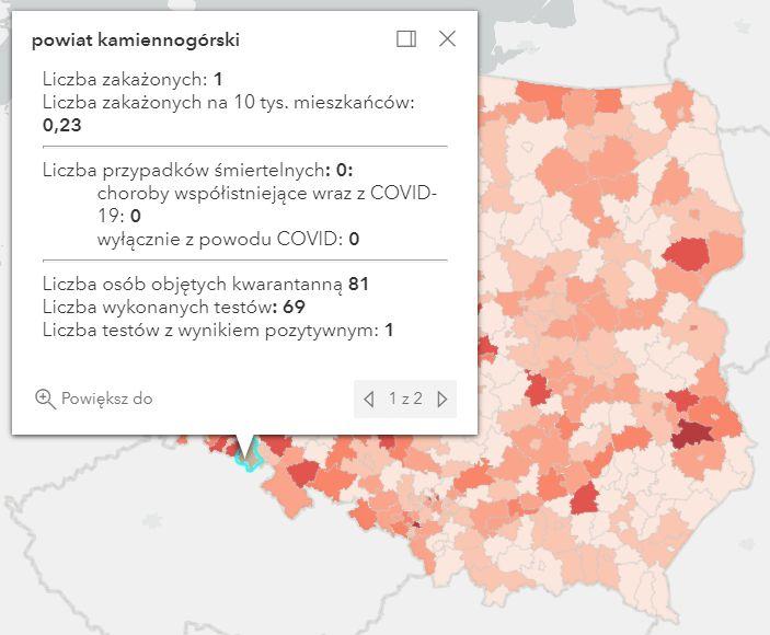 Koronawirus - statystyka - powiat kamiennogórski - 29.5.2021.