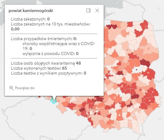 Koronawirus - statystyka - powiat kamiennogórski - 25.5.2021.