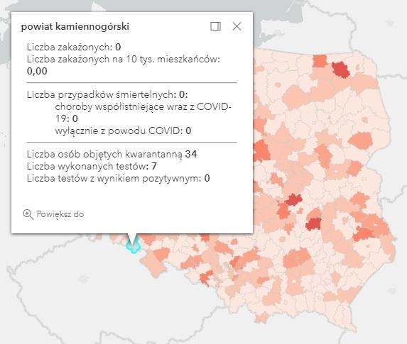Koronawirus - statystyka - powiat kamiennogórski - 24.5.2021.