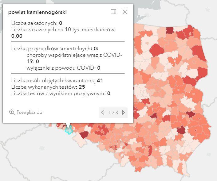 Koronawirus - statystyka - powiat kamiennogórski - 22.5.2021.