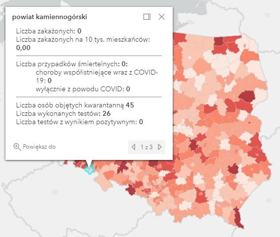 Koronawirus - statystyka - powiat kamiennogórski - 21.5.2021.