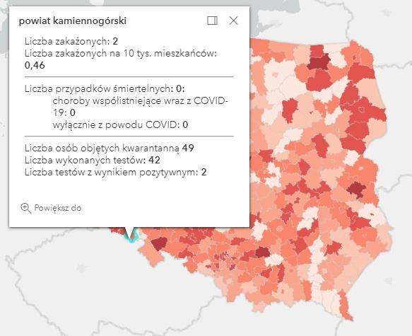 Koronawirus - statystyka - powiat kamiennogórski - 20.5.2021.