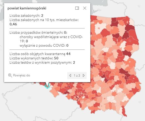 Koronawirus - statystyka - powiat kamiennogórski - 19.5.2021.