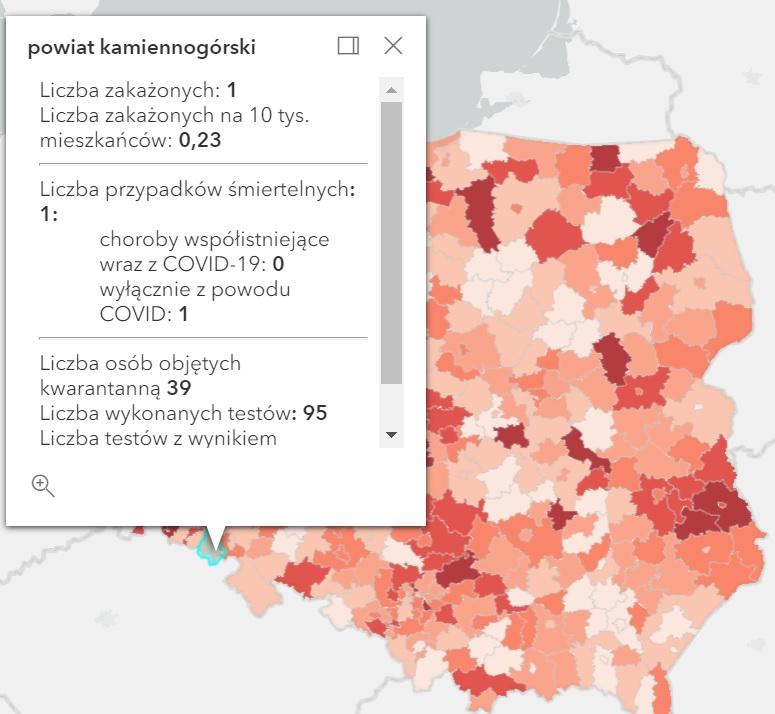 Koronawirus - statystyka - powiat kamiennogórski - 18.5.2021.