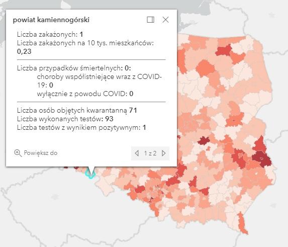 Koronawirus - statystyka - powiat kamiennogórski - 11.5.2021.