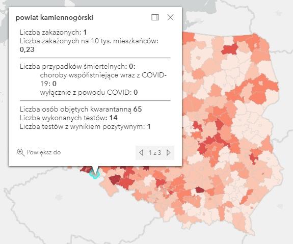 Koronawirus - statystyka - powiat kamiennogórski - 10.5.2021.